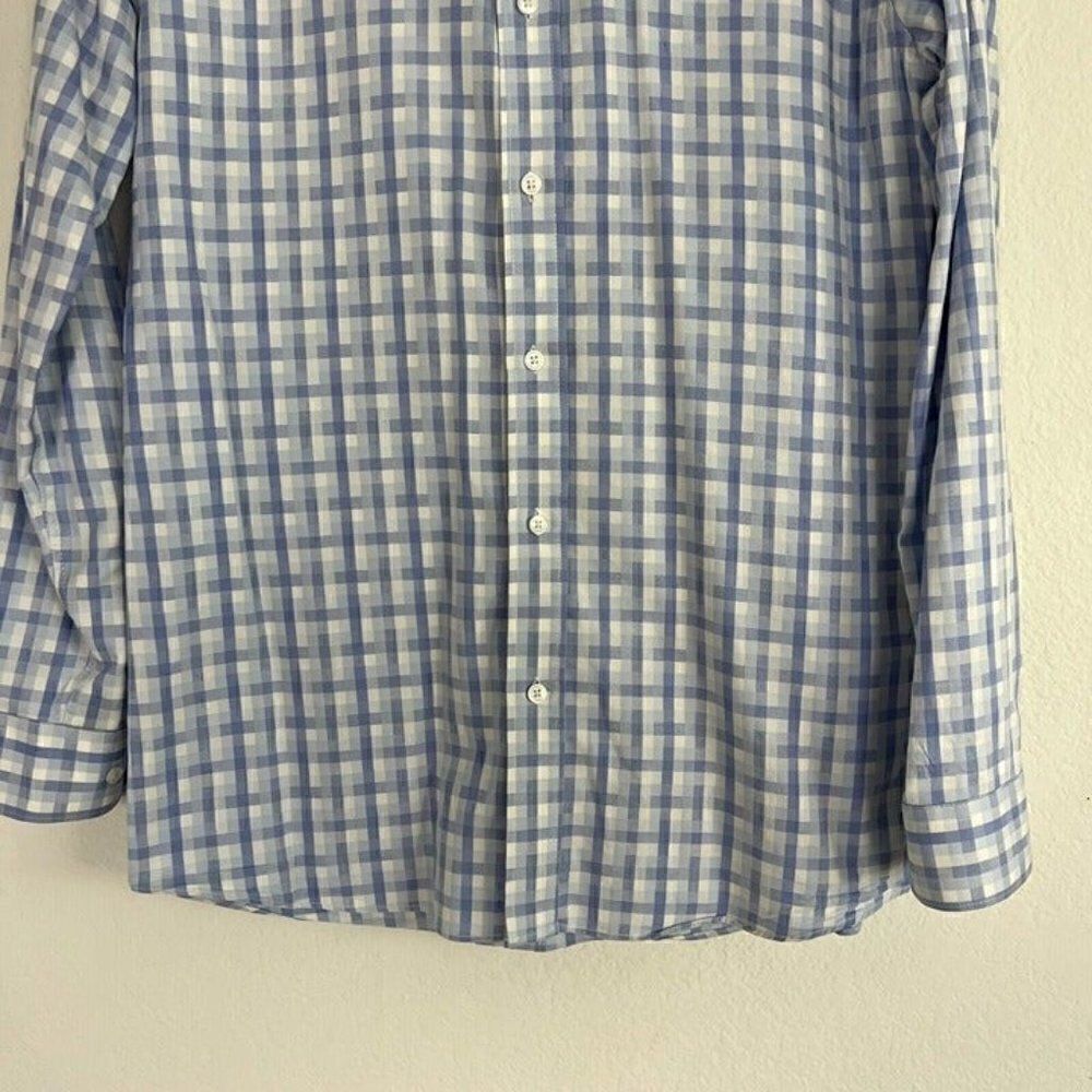 PRONTO UOMO Mens Cotton Long Sleeve Button Up Blue Plaid Abstract Shirt Large - Picture 8 of 10